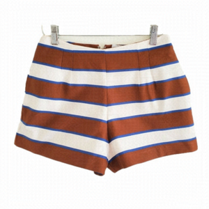 ASOS Topshop Classic Highrise Brown/Cream/Blue Striped Shorts  Sz 6